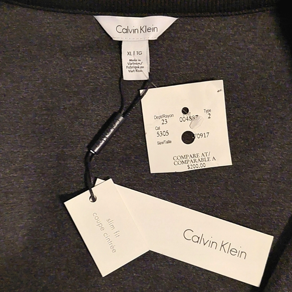 Calvin Klein Men's Black Zip-Up Jacket with Leather Accents & Pockets NWT Sz. XL - Picture 12 of 16